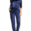 PJ Salvage Navy Crushed-Velvet Long-Sleeve Top