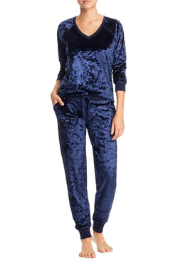 PJ Salvage Navy Crushed-Velvet Long-Sleeve Top thumbnail 2