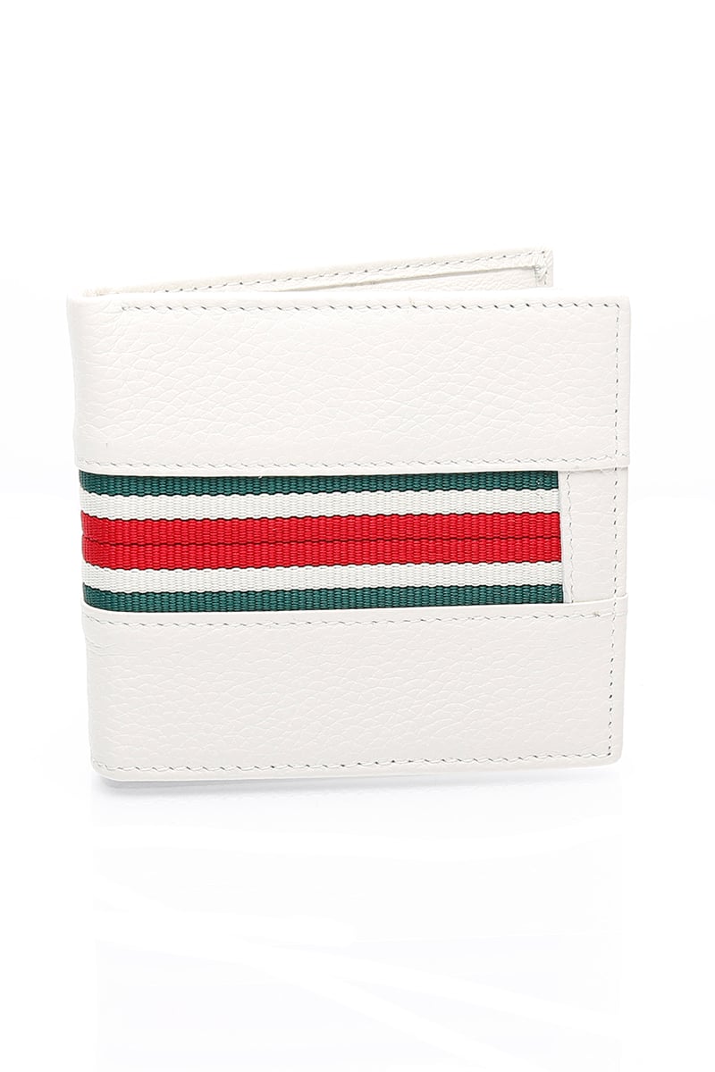 PJC Platini White Stripe Leather Wallet