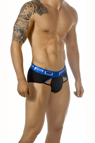PPÜ Black/Royal Heart-Pattern Cut-Out Brief