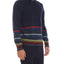 PS BY PAUL SMITH BLUE CREW-NECK PULLOVER WITH MULTICOLOR STRIPES
