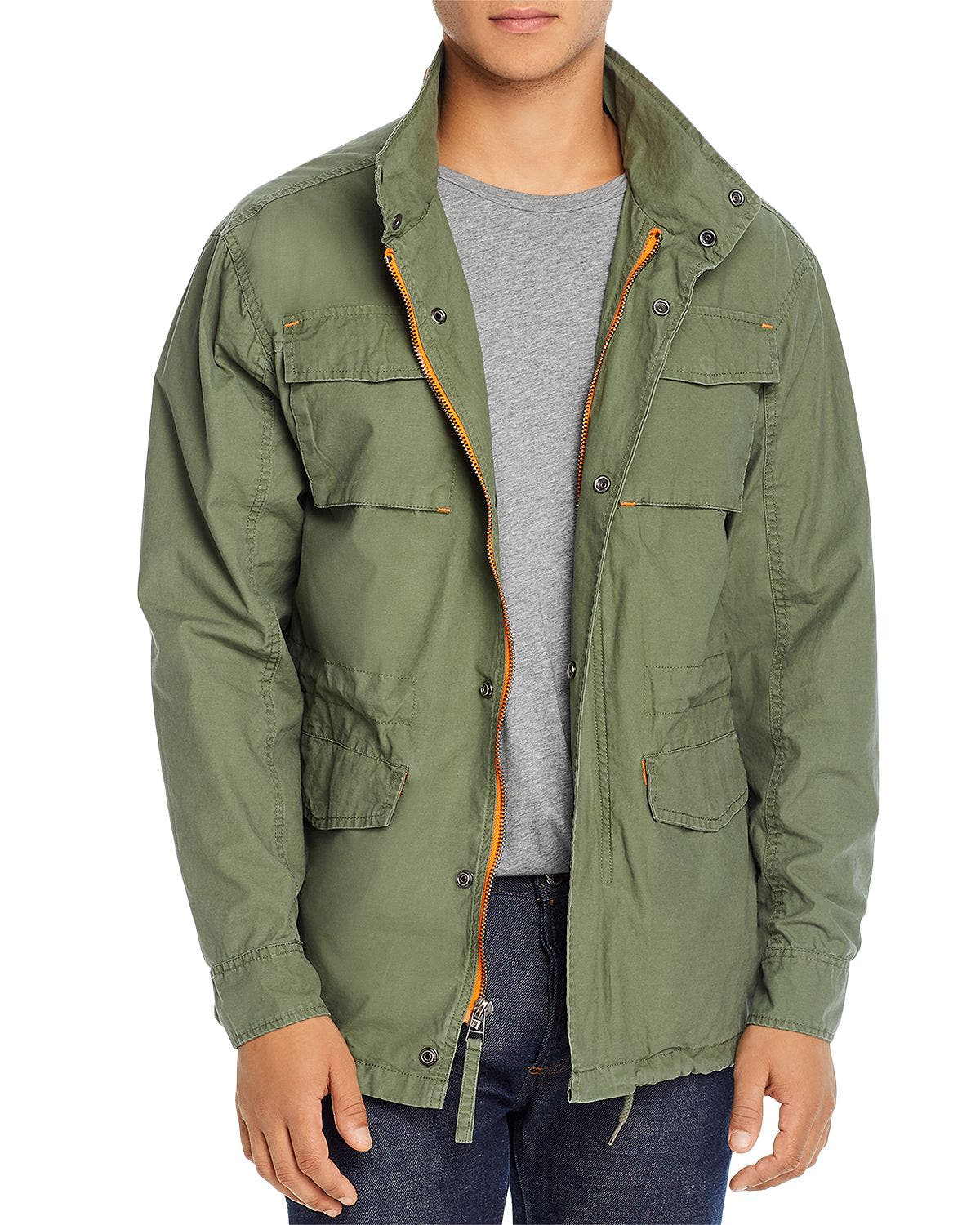 Pacific & Park Pop Color Slim Fit Utility Jacket 100% Exclsuive Olive