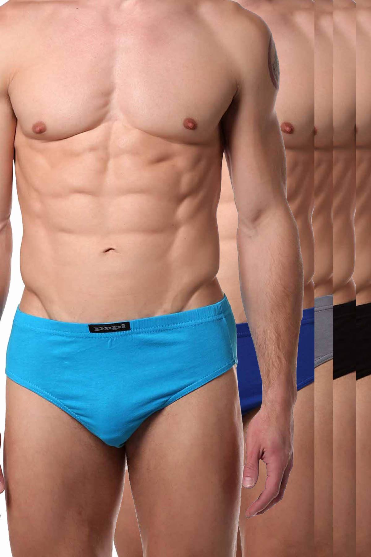 Papi Black/Blue Premium Cotton Low-Rise Brief 5-Pack