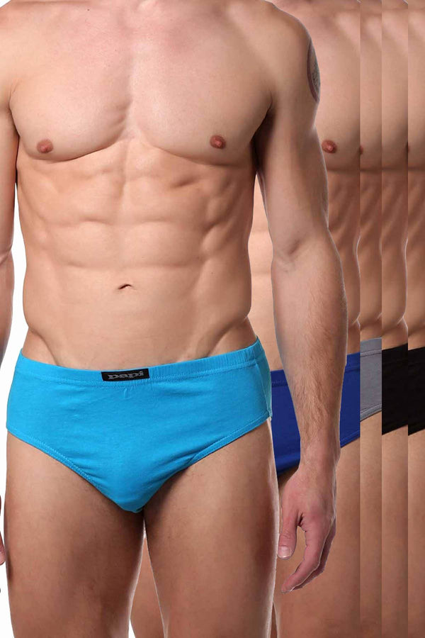 Papi Black/Blue Premium Cotton Low-Rise Brief 5-Pack