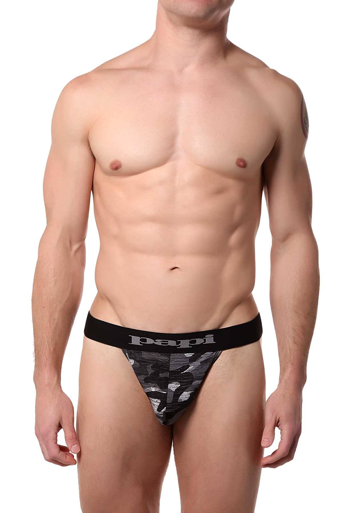 Papi Black/Grey Camo Microflex Brazilian Thong