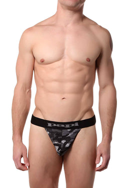 Papi Black/Grey Camo Microflex Brazilian Thong thumbnail 1