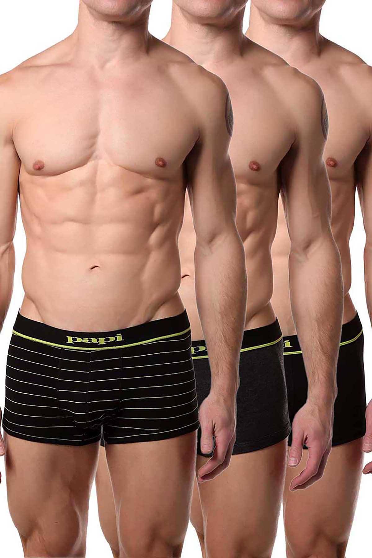 Papi Black/Grey/Lime Brazilian Trunk 3-Pack