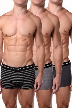 Papi Black/Grey/White Striped/Solid Brazilian Trunk 3-Pack thumbnail 1