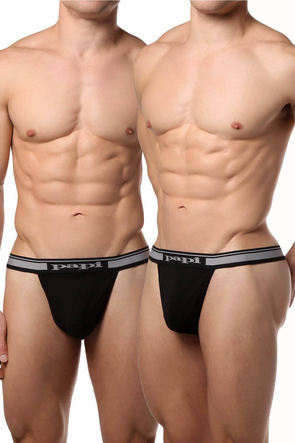Papi Black Stretch Thong 2-Pack