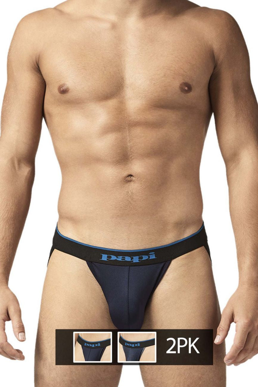 Papi Blue Leopard 2PK Microflex Jockstrap