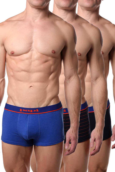 Papi Blue/Navy/Orange Brazilian Trunk 3-Pack
