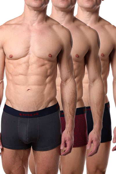 Papi Burgundy/Charcoal/Navy Brazilian Trunk 3-Pack