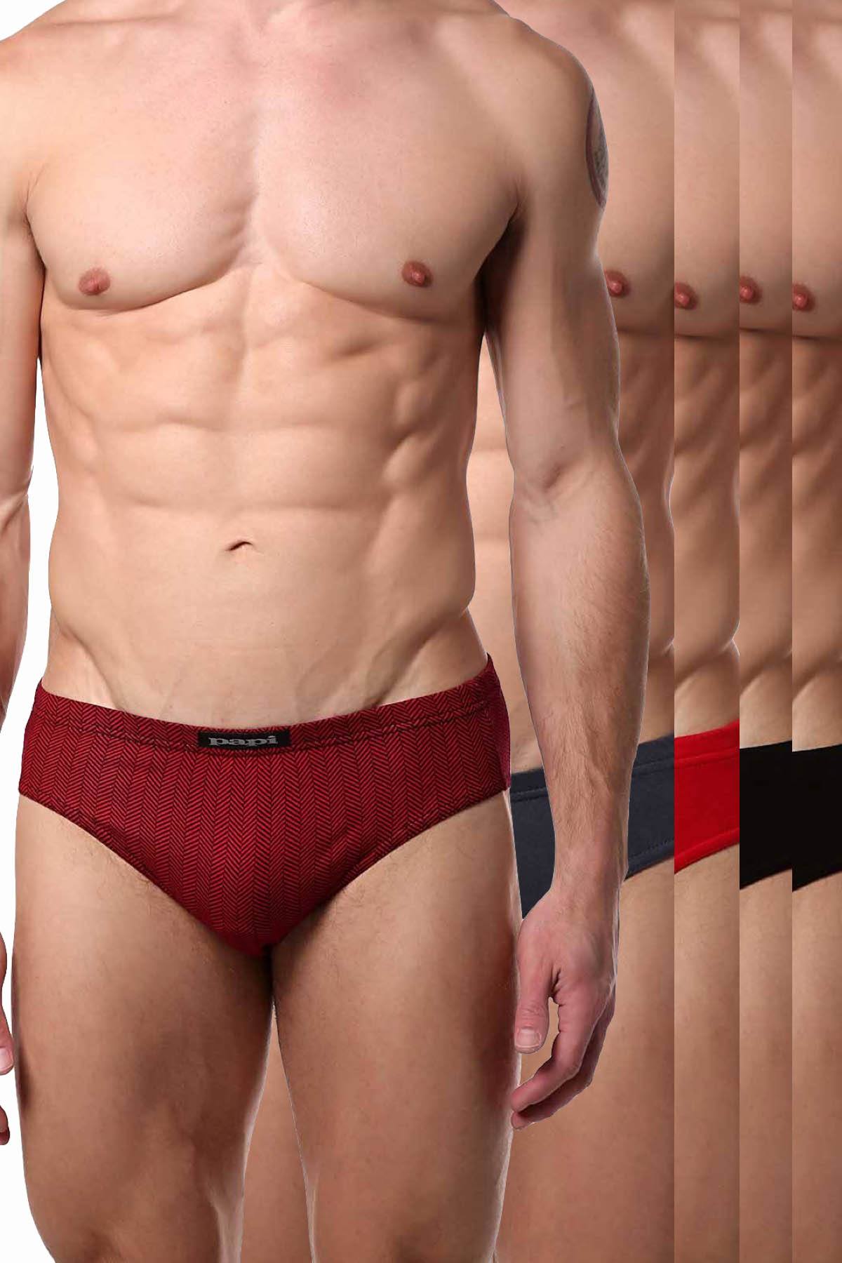 Papi Color-Pop Printed/Solid-Basics Premium Cotton Low-Rise Brief 5-Pack
