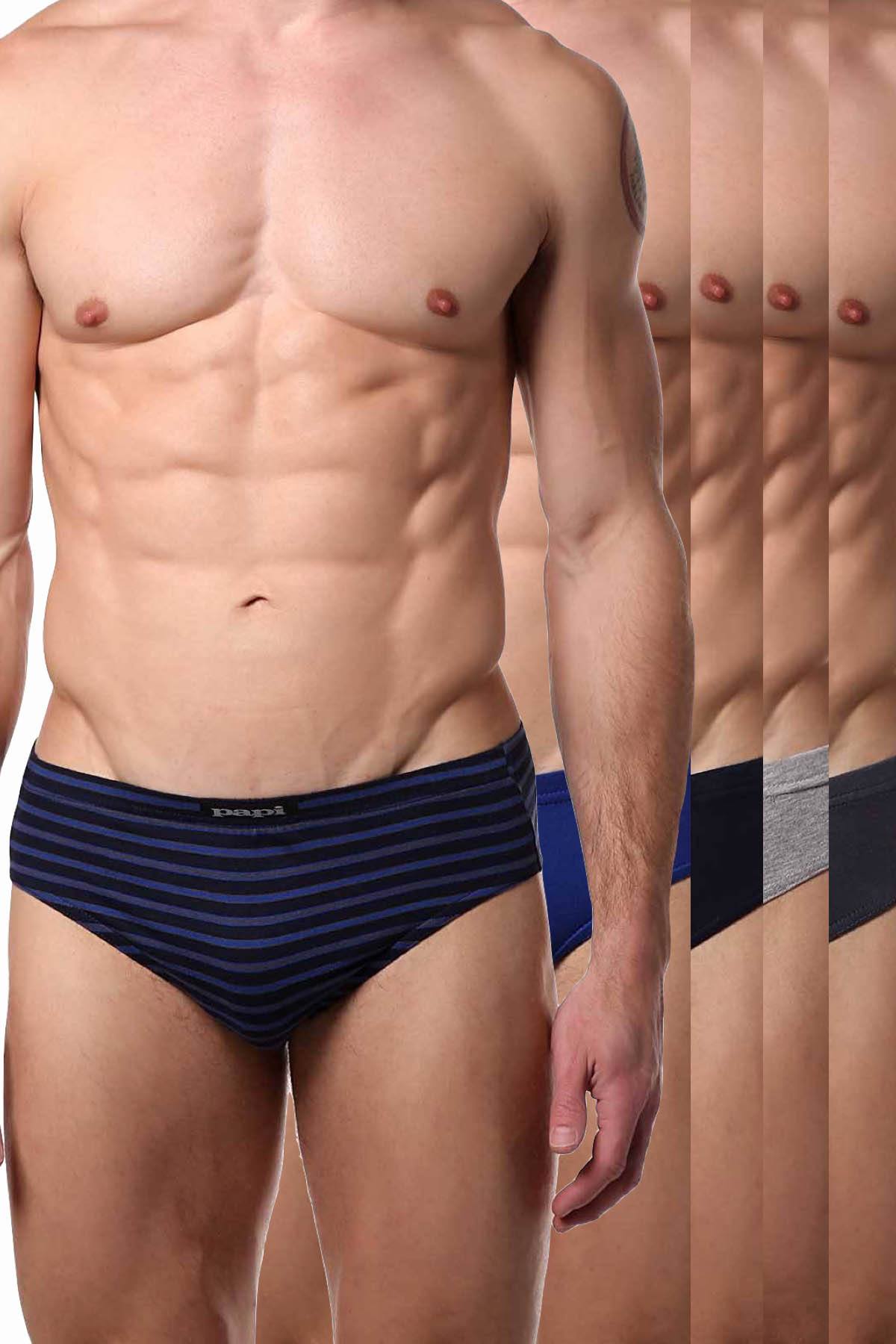 Papi Color-Pop Striped/Solid-Basics Premium Cotton Low-Rise Brief 5-Pack