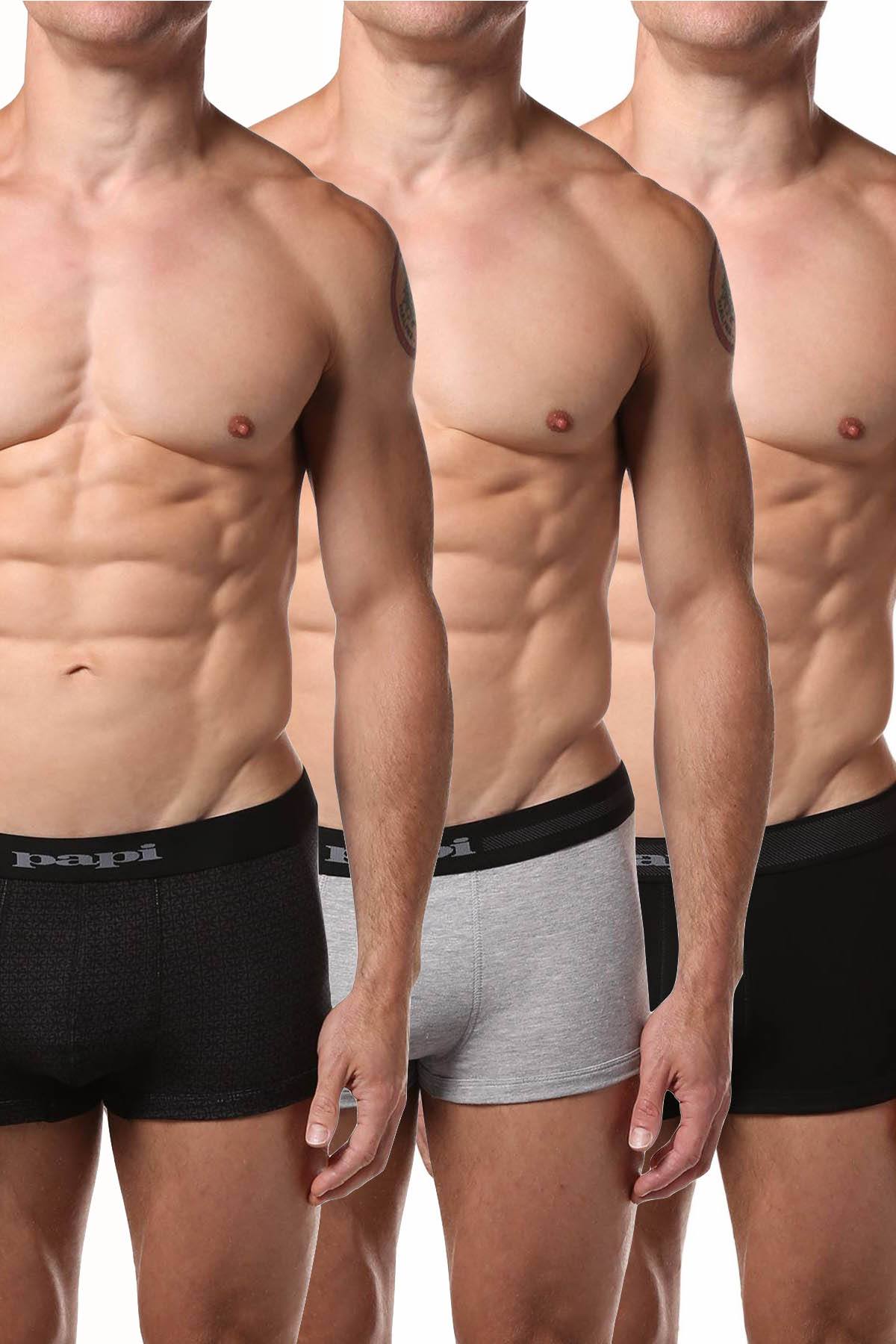 Papi Grey/Black/Print Brazilian Trunk 3-Pack