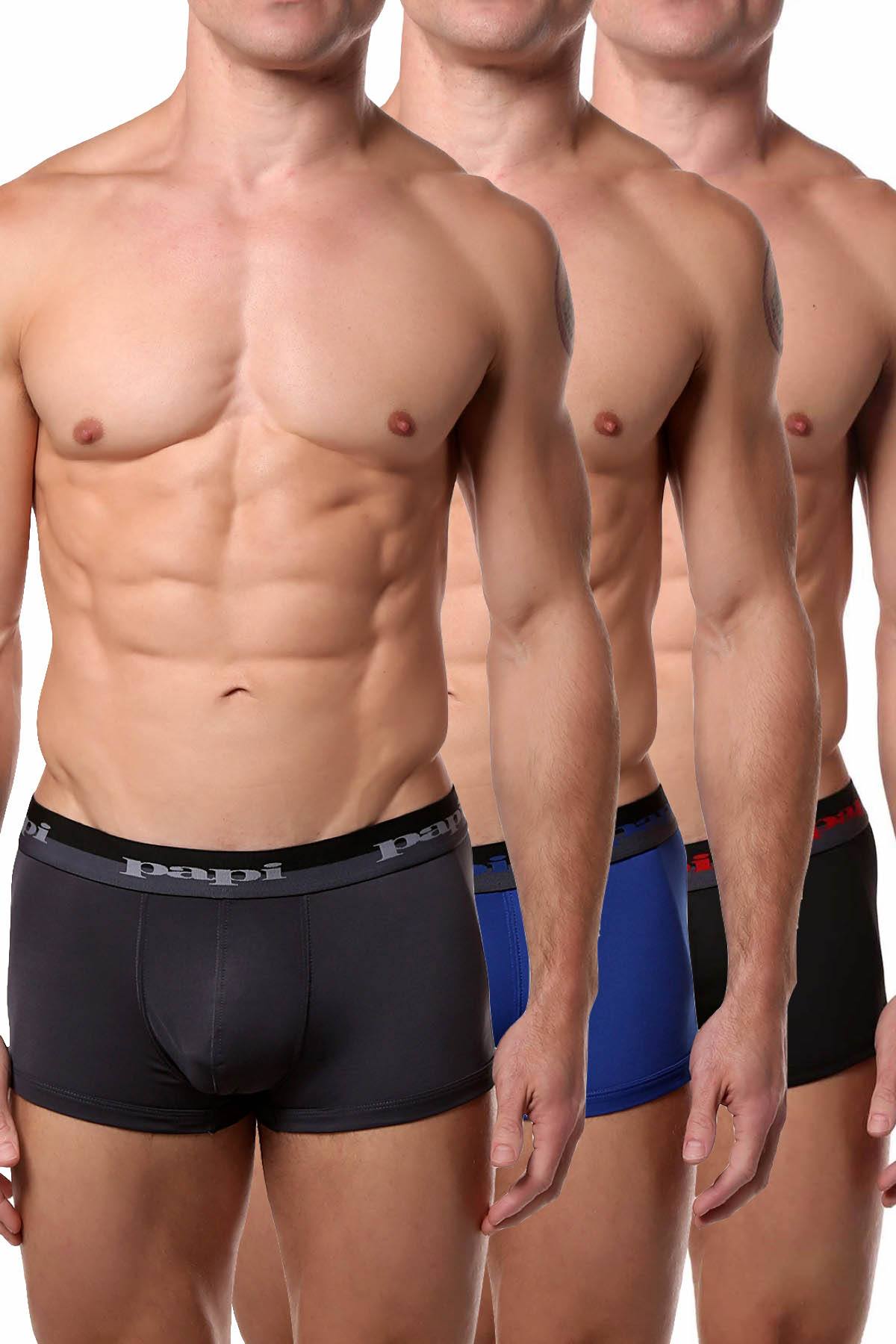 Papi Grey/Blue/Black Sport-Performance Trunk 3-Pack