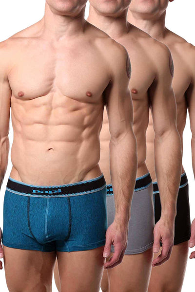Papi Grey/Teal/Navy Film-Strip Brazilian Trunk 3-Pack