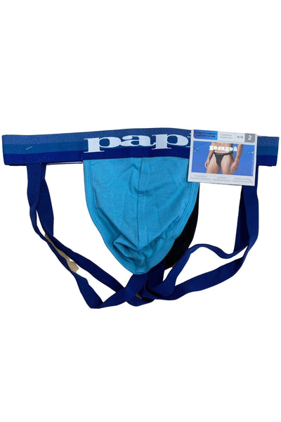 Papi Maui Blue And Black 2-Pack Cotton Jockstraps