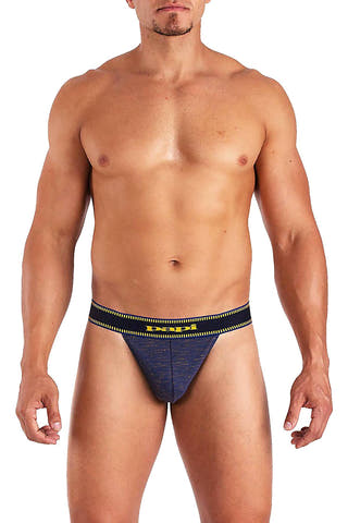 Papi Navy Textured Sport Injected Slub Jersey Thong