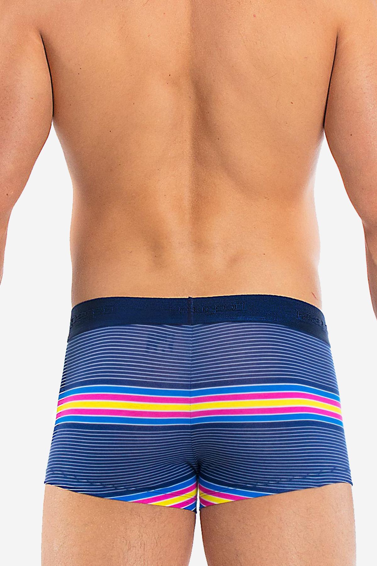 Papi Navy/Very-Berry Beachside Stripes Brazilian Trunk