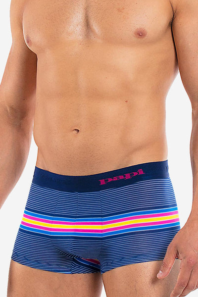 Papi Navy/Very-Berry Beachside Stripes Brazilian Trunk