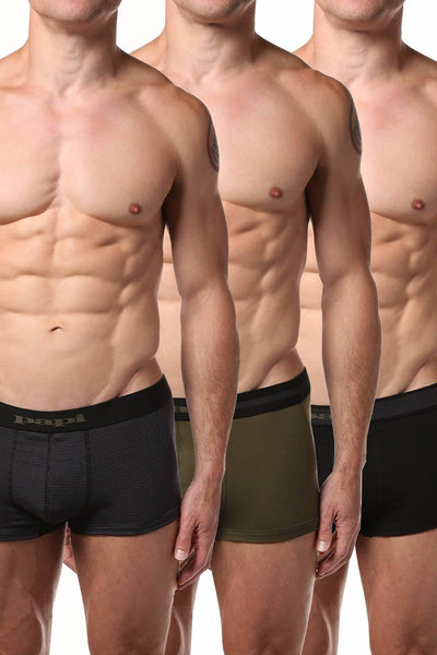 Papi Olive/Black/Stripe Brazilian Trunk 3-Pack