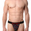 Papi Red/Black Geometric Microflex Brazilian Thong