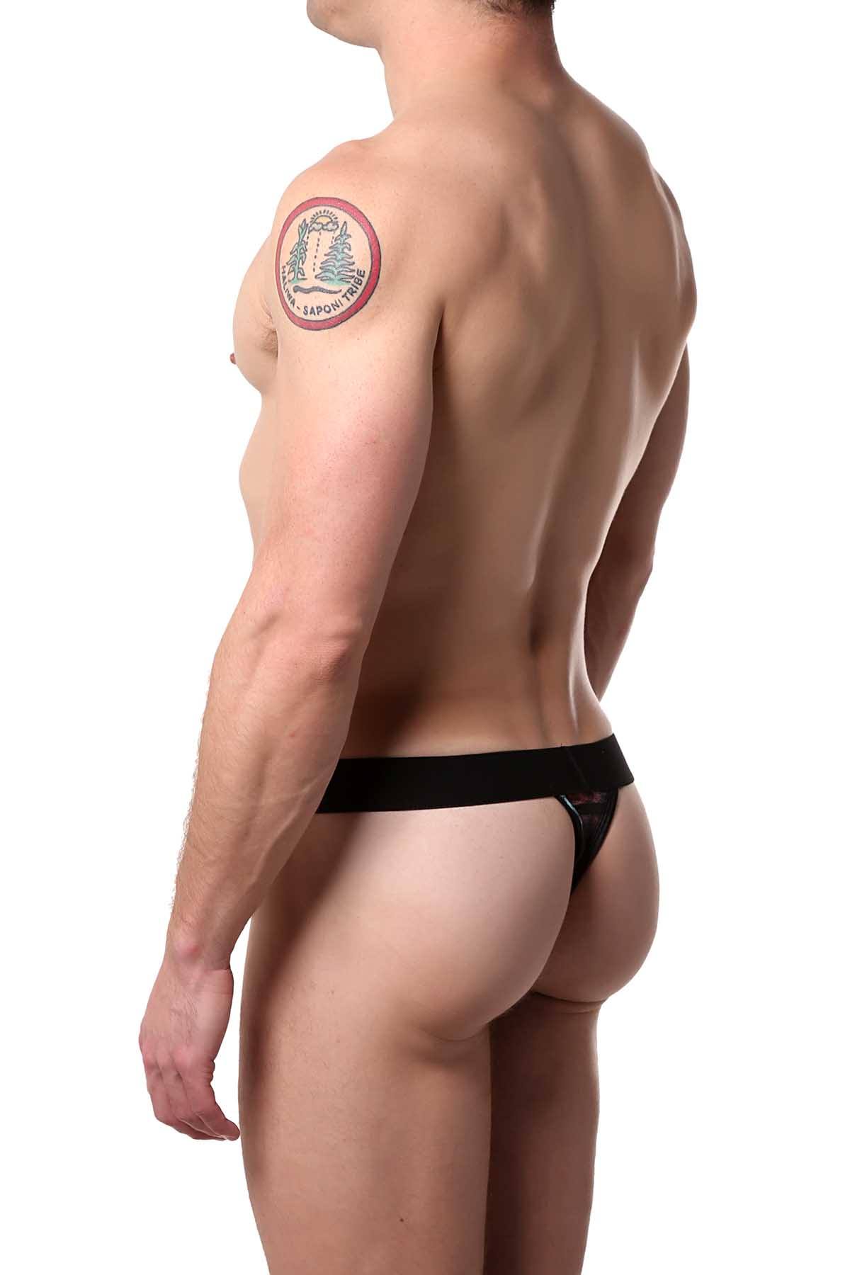 Papi Red/Black Striped Microflex Brazilian Thong