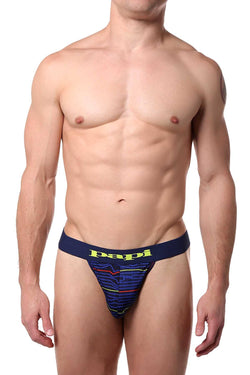 Papi Royal-Blue Striped Microflex Brazilian Thong thumbnail 1