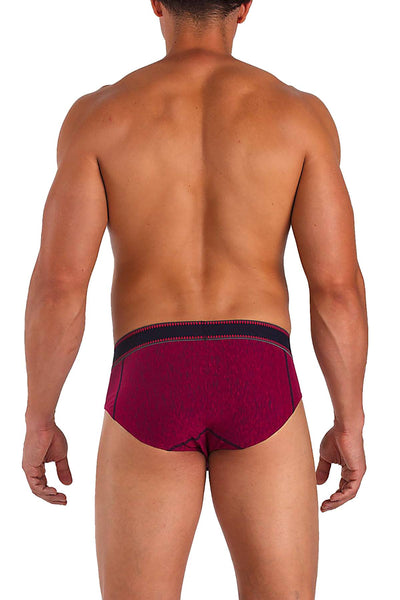 Papi Ruby-Red Textured Sport Injected Slub Jersey Euro Brief