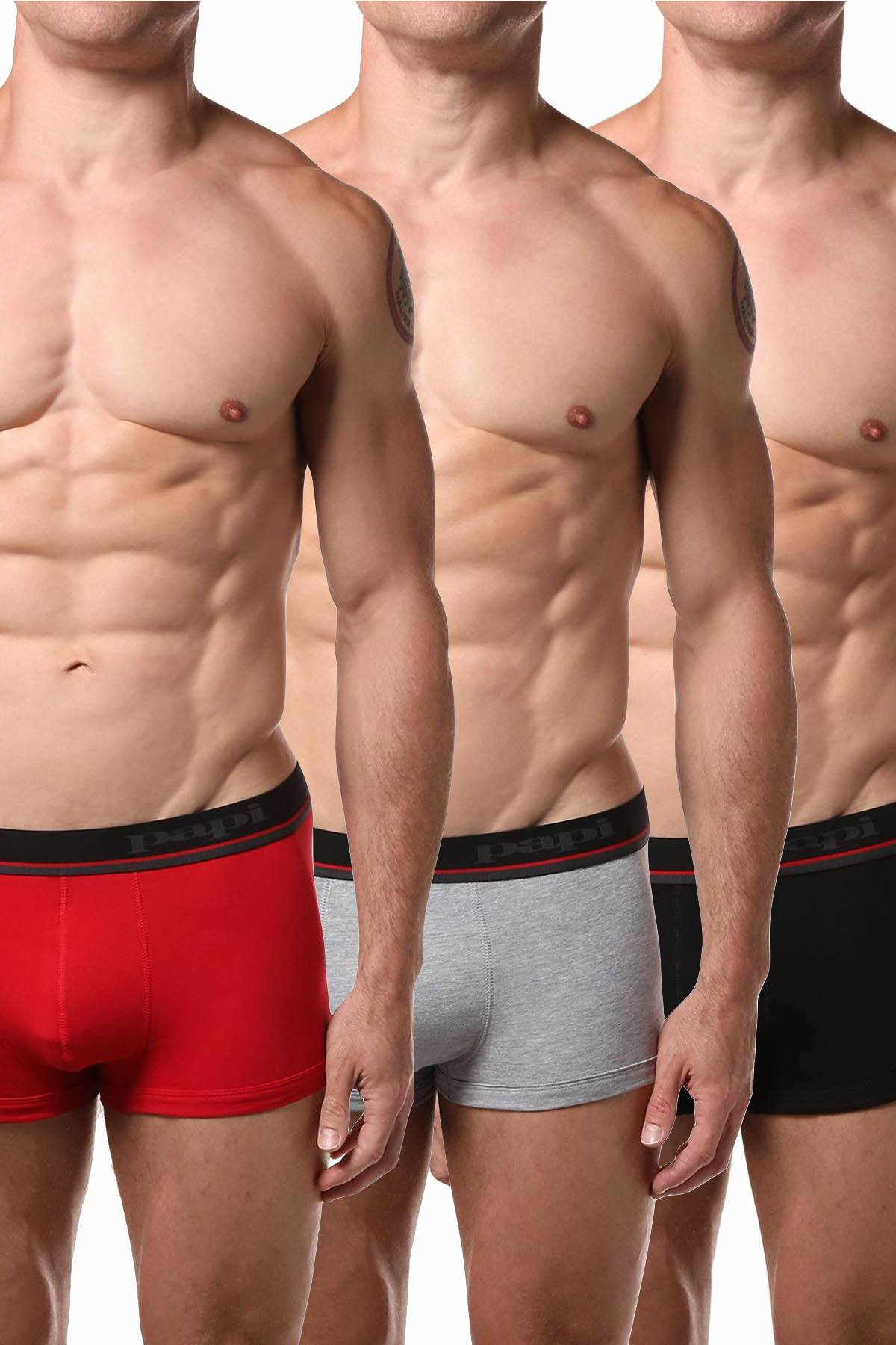 Papi Solid Red/Grey/Black Brazilian Trunk 3-Pack