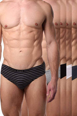 Papi Striped/Solid-Basics Premium Cotton Low-Rise Brief 5-Pack thumbnail 1