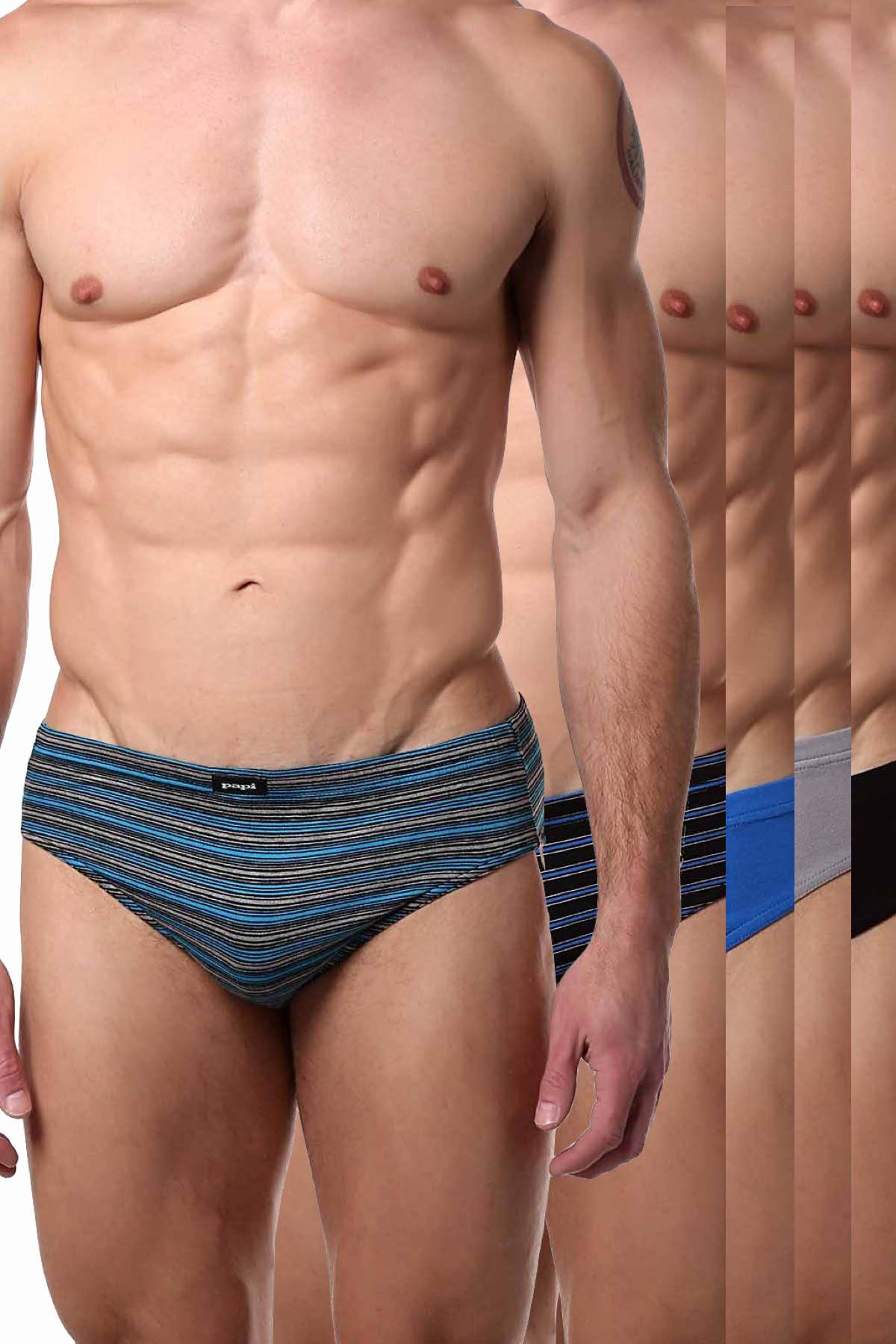 Papi Stripes-and-Solids Premium Cotton Low-Rise Brief 5-Pack