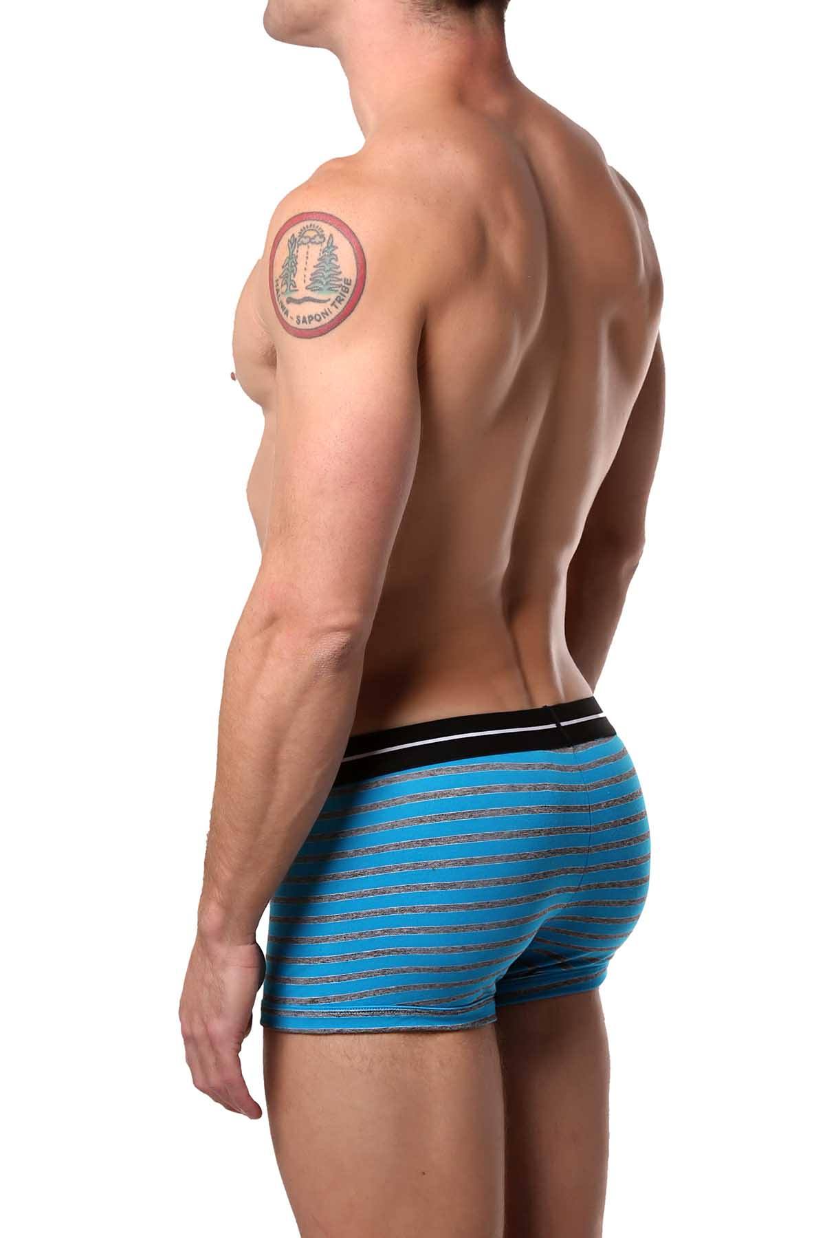 Papi Turquoise/Black/White Solid/Striped Brazilian Trunk 3-Pack