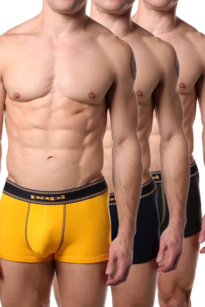 Papi Yellow/Navy Film-Strip Brazilian Trunk 3-Pack