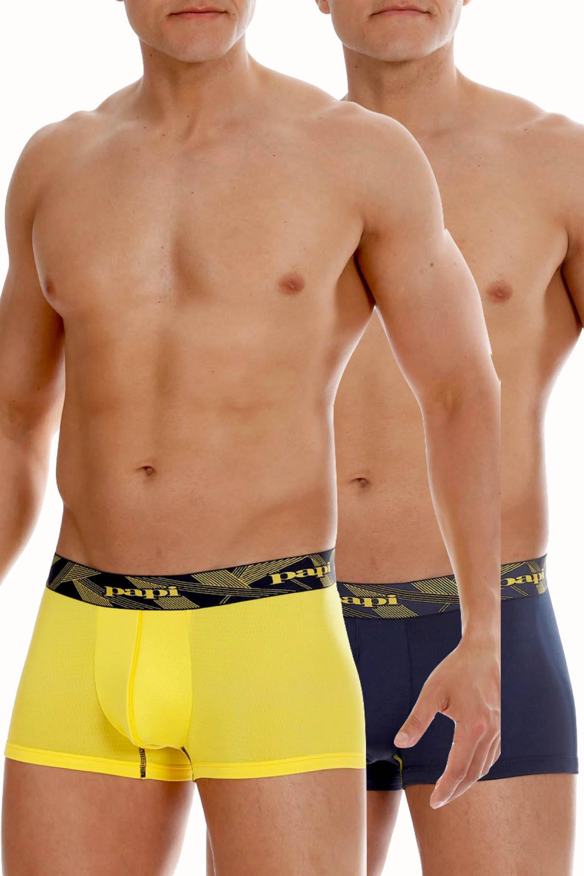 Papi Yellow/Navy Performance-Mesh Brazilian Trunk 2-Pack