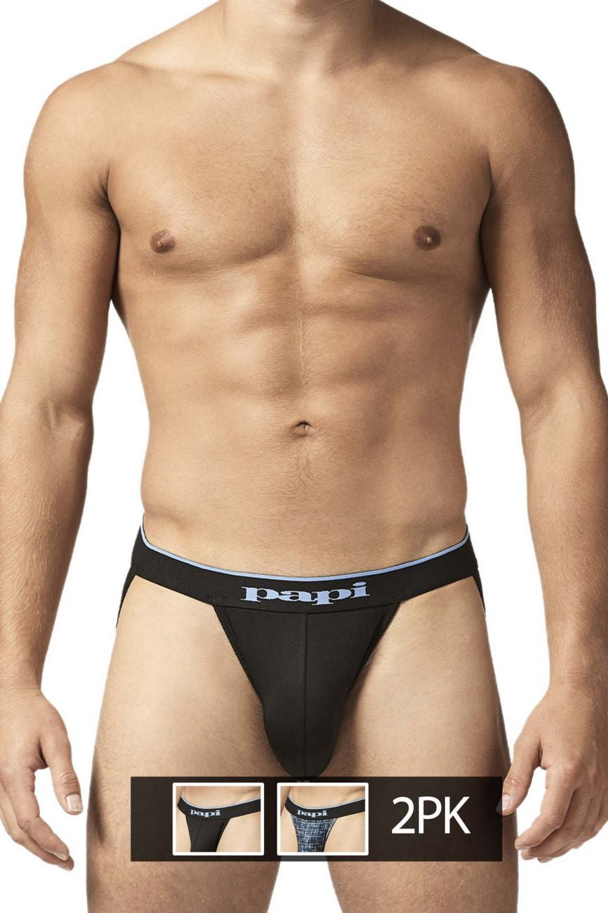 Papi blue Texture 2PK Microflex Jockstrap