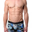 Parke & Ronen Black Bali-Printed Low-Rise Trunk