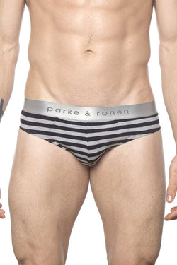 Parke & Ronen Black-Stripe Yarn-Dye Low-Rise Brief thumbnail 1