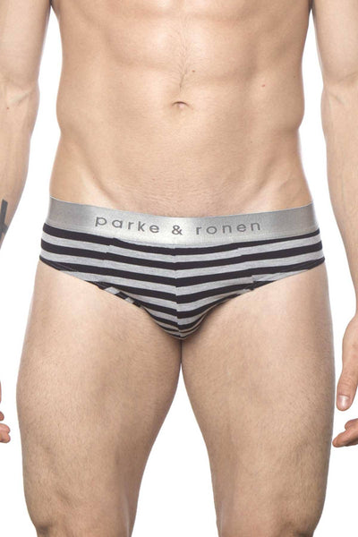 Parke & Ronen Black-Stripe Yarn-Dye Low-Rise Brief