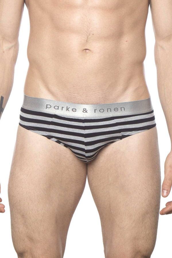 Parke & Ronen Black-Stripe Yarn-Dye Low-Rise Brief