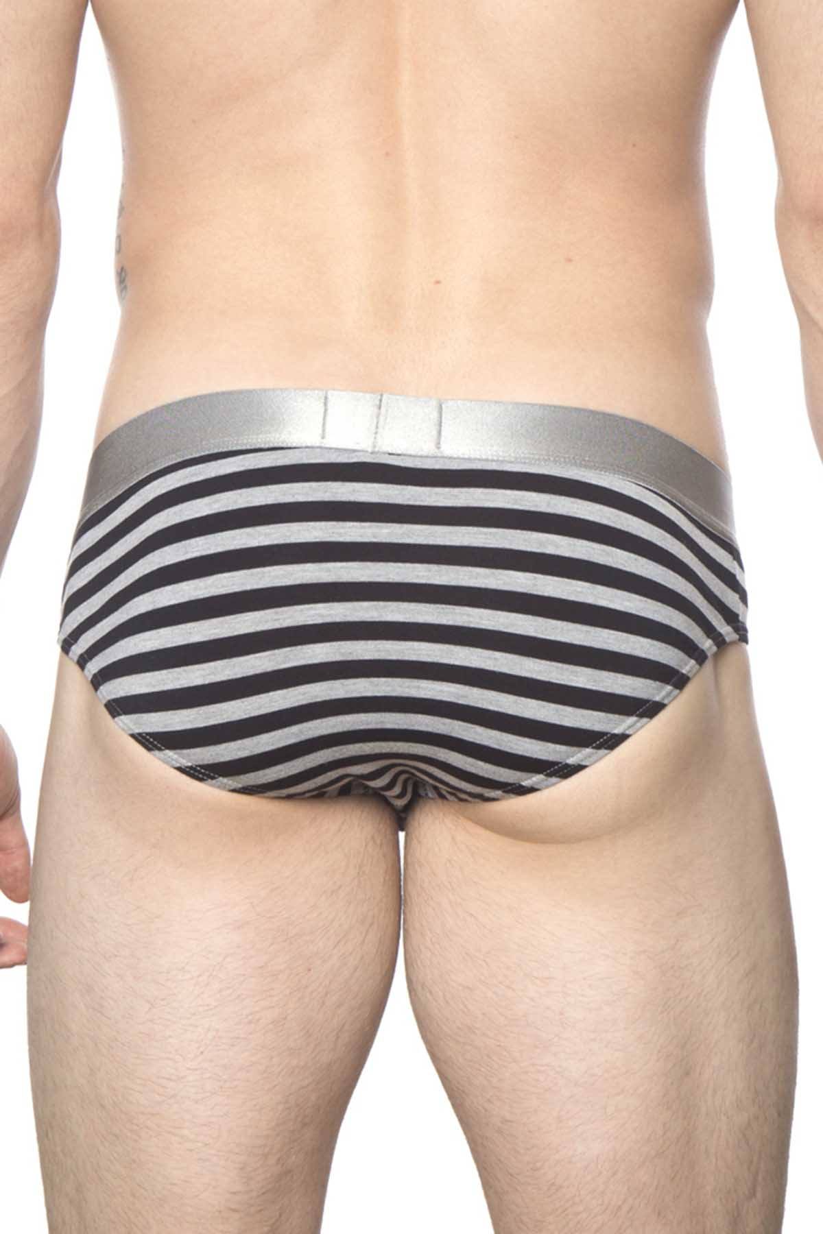 Parke & Ronen Black-Stripe Yarn-Dye Low-Rise Brief
