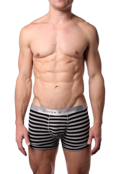 Parke & Ronen Black-Stripe Yarn-Dye Low-Rise Trunk