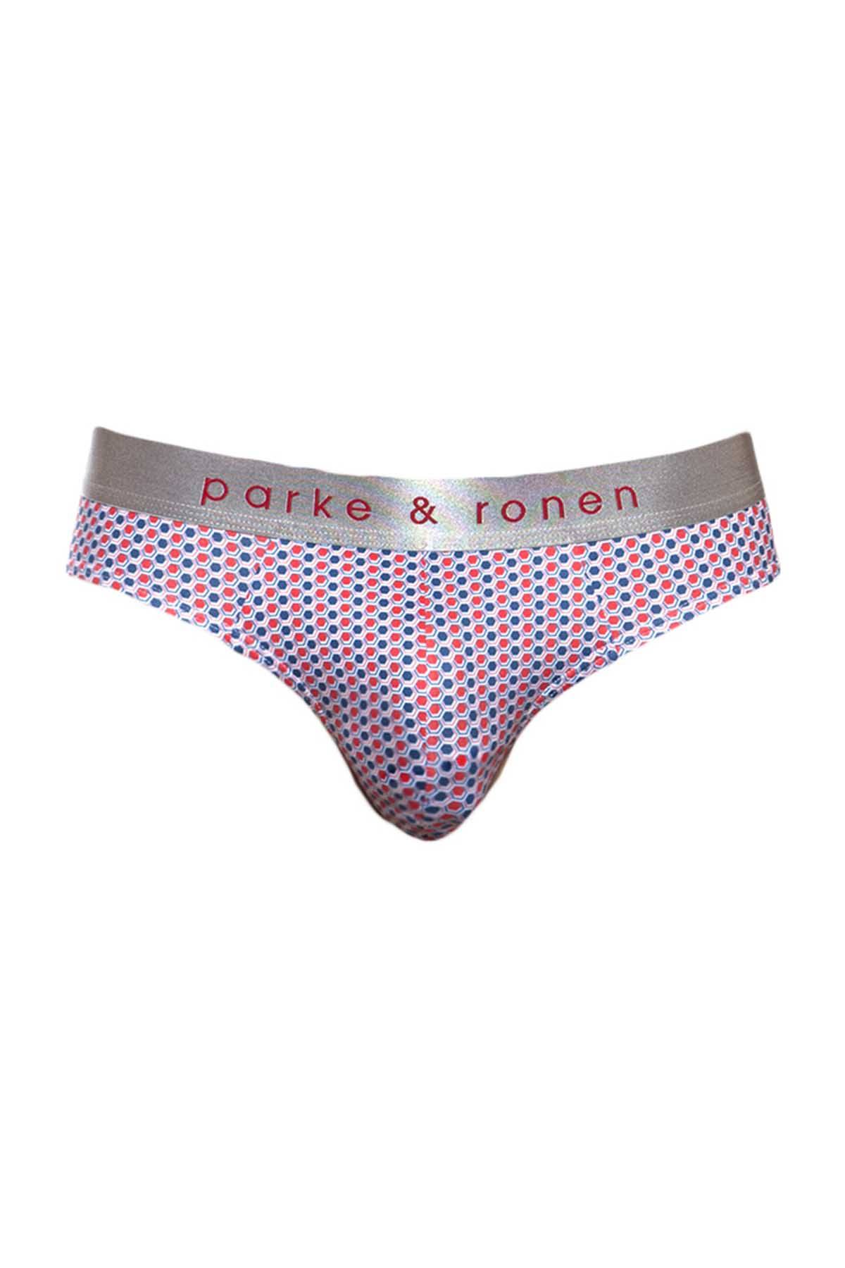 Parke & Ronen Cherry/Blue Printed Clipper Low-Rise Brief