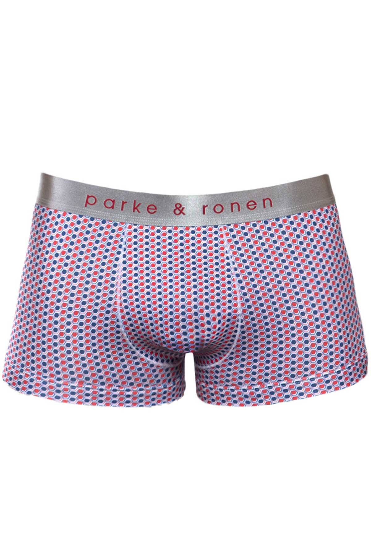 Parke & Ronen Cherry/Blue Printed Clipper Low-Rise Trunk
