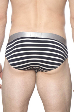 Parke & Ronen Dark-Navy Stripe Yarn-Dye Low-Rise Brief thumbnail 3