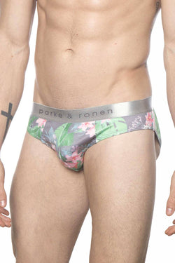 Parke & Ronen Grey Bali-Print Low-Rise Brief thumbnail 2