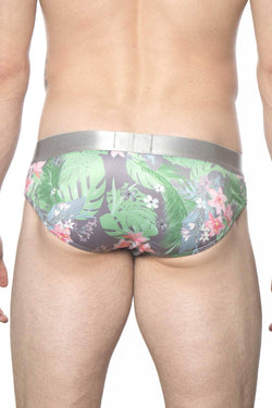 Parke & Ronen Grey Bali-Print Low-Rise Brief thumbnail 3