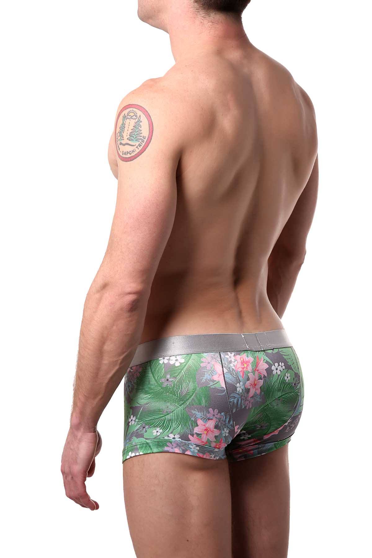 Parke & Ronen Grey Bali-Printed Low-Rise Trunk
