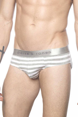 Parke & Ronen Grey-Stripe Yard-Dye Low-Rise Brief thumbnail 2